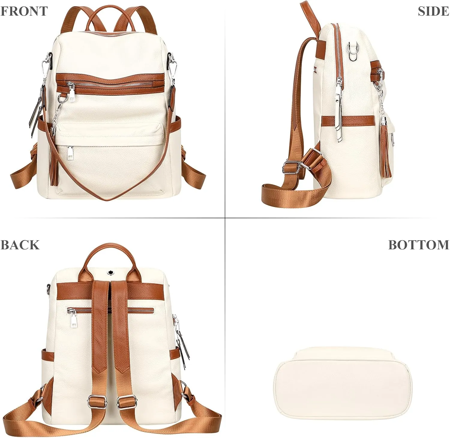 ALTOSY Genuine Leather Backpack Purse for Women Convertible Shoulder bag Soft Crossdody Bag Large Elegant Casual Daypacks