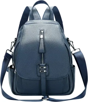 ALTOSY Genuine Leather Backpack Purse for Women Convertible Shoulder Bag with Buckle Flap