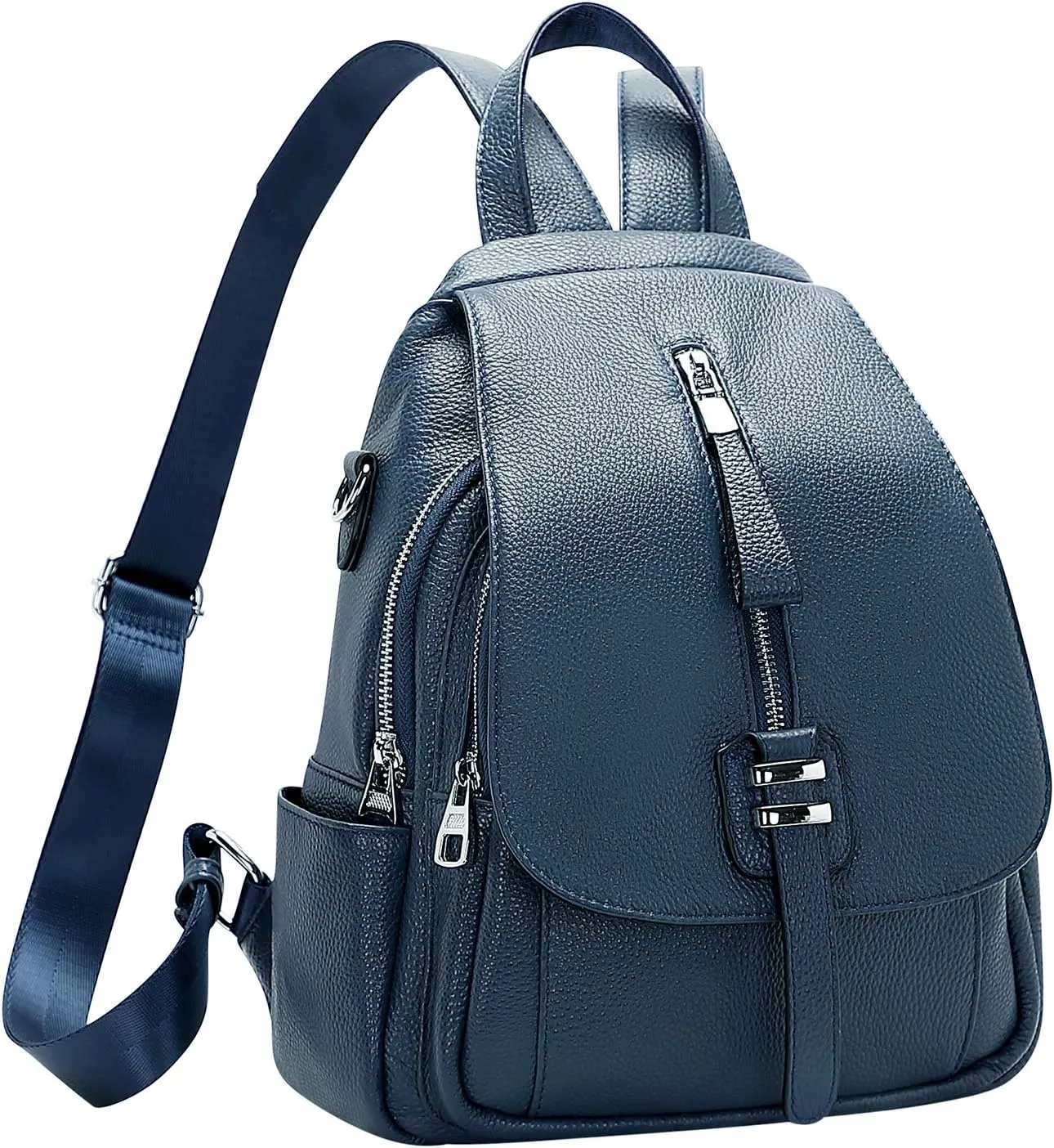 ALTOSY Genuine Leather Backpack Purse for Women Convertible Shoulder Bag with Buckle Flap
