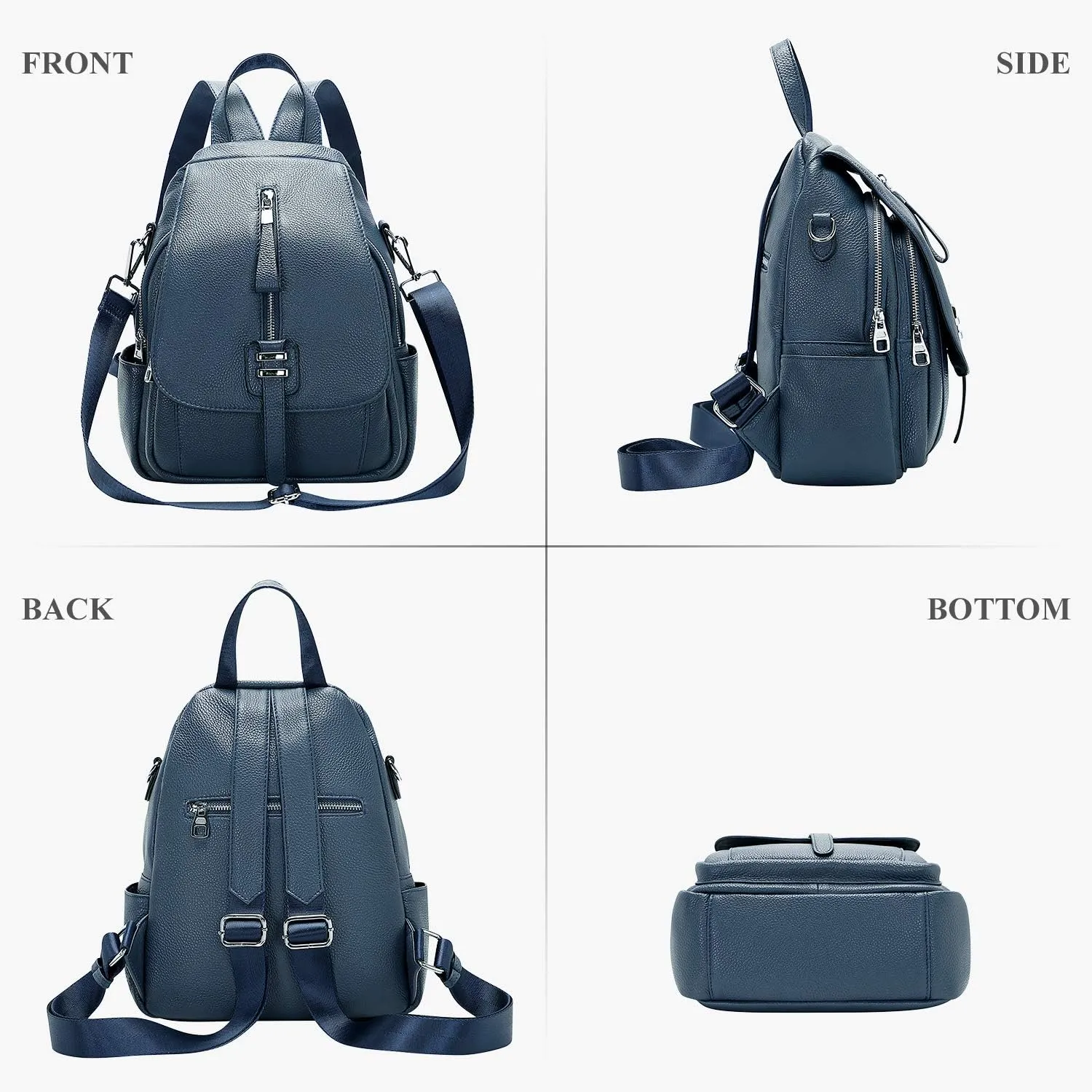 ALTOSY Genuine Leather Backpack Purse for Women Convertible Shoulder Bag with Buckle Flap