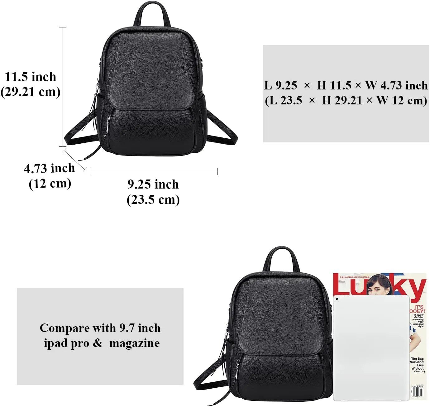 ALTOSY Mini Genuine Leather Backpack for Women Convertible Backpack Purse Shoulder Handbag Crossbody Bag 4 in 1 to Carry