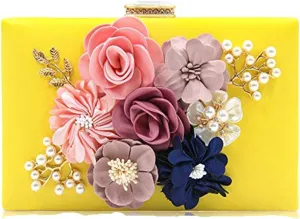 Amaze Flower Clutch Purse for Women Floral Evening Bags for Wedding Bride Formal Party