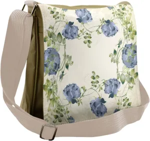 Ambesonne Floral Messenger Bag, Vintage Roses Framework, Unisex Cross-body