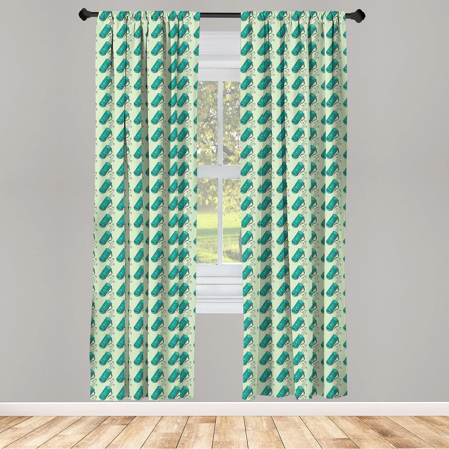Ambesonne Golf Curtains, Clubs in a Bag with Shoulder Straps Modern Sports Hobby Illustration, Window Treatments 2 Panel Set for Living Room Bedroom, Pair of - 28" x 95", Turquoise and Pale Green