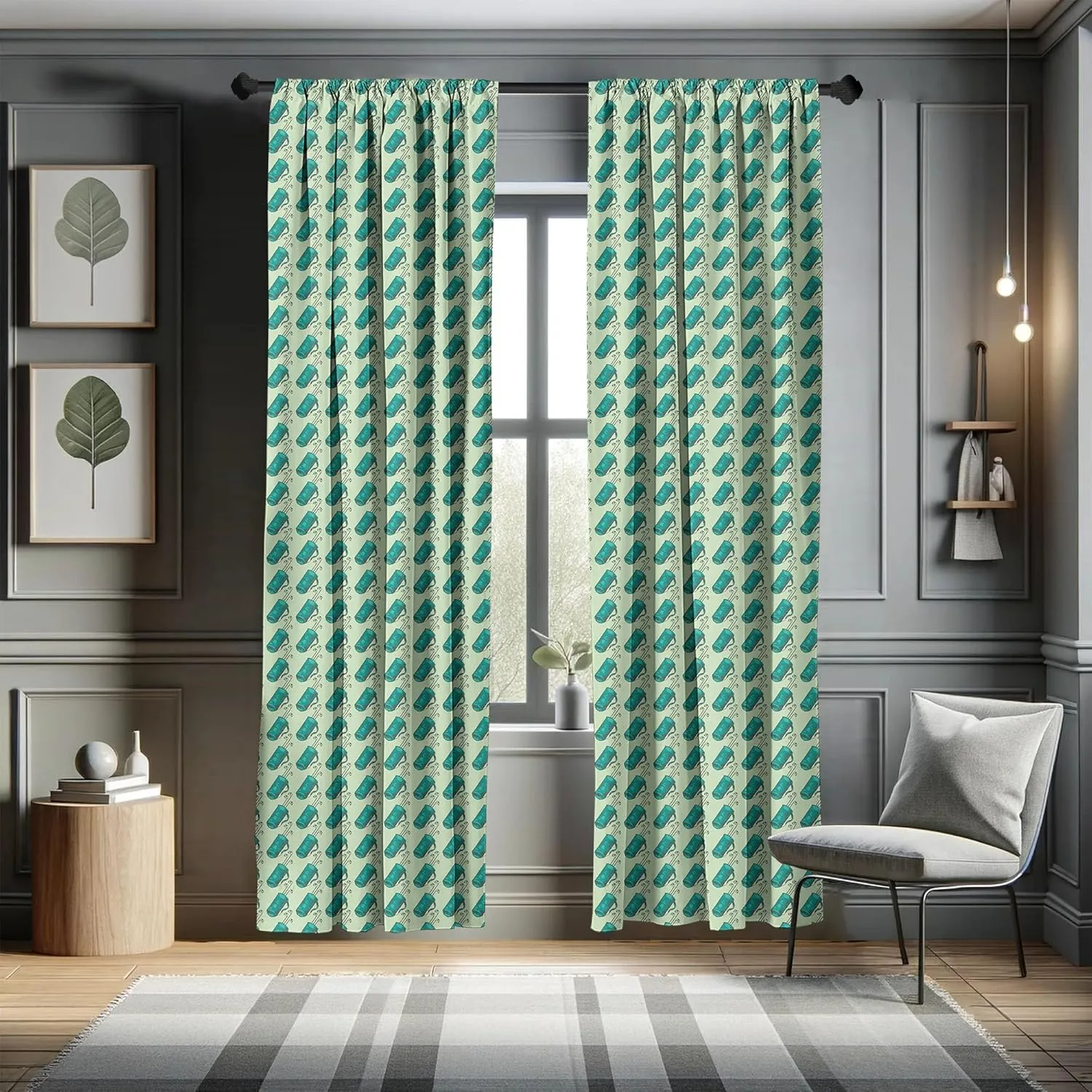 Ambesonne Golf Curtains, Clubs in a Bag with Shoulder Straps Modern Sports Hobby Illustration, Window Treatments 2 Panel Set for Living Room Bedroom, Pair of - 28" x 95", Turquoise and Pale Green