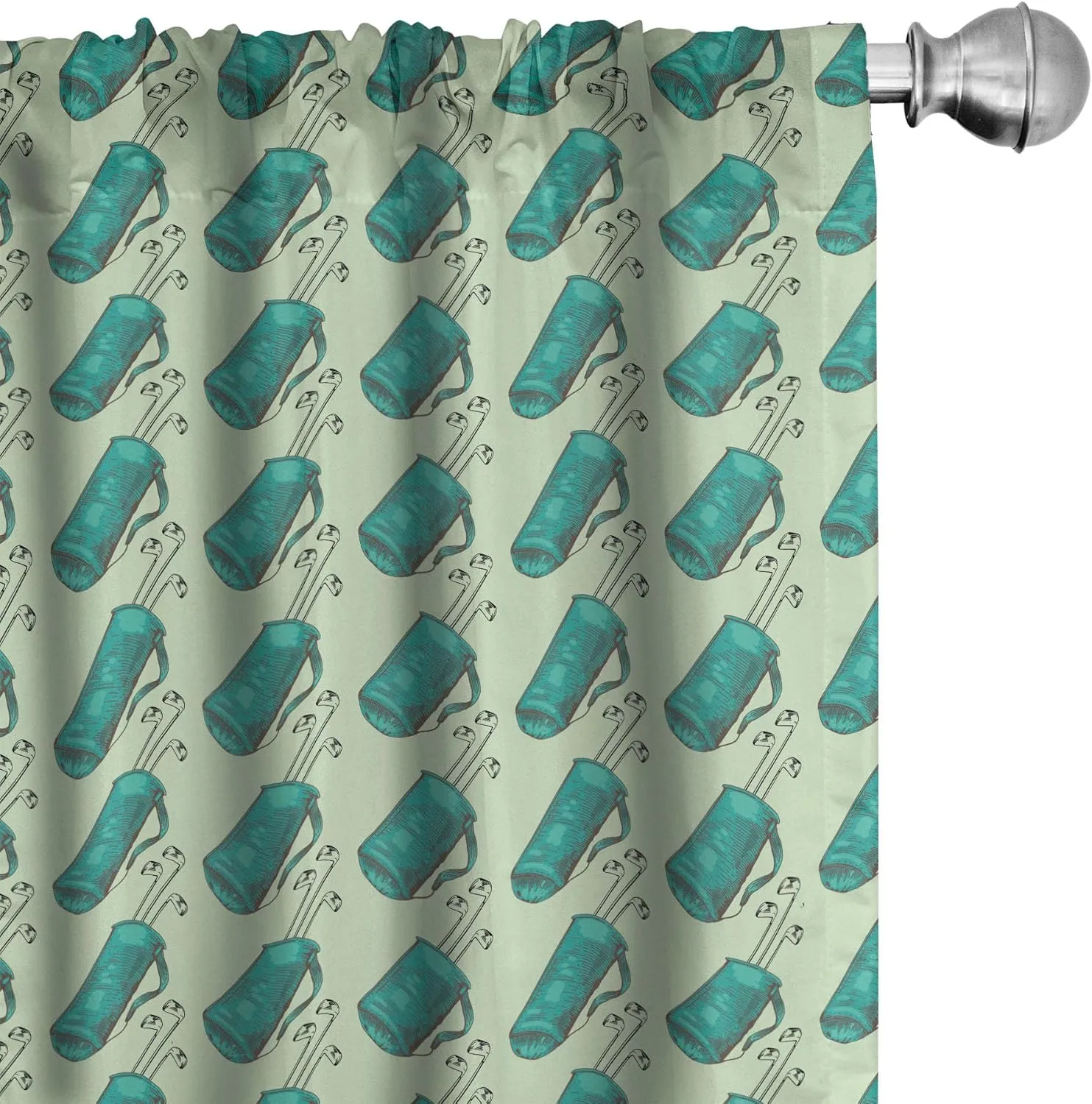 Ambesonne Golf Curtains, Clubs in a Bag with Shoulder Straps Modern Sports Hobby Illustration, Window Treatments 2 Panel Set for Living Room Bedroom, Pair of - 28" x 95", Turquoise and Pale Green