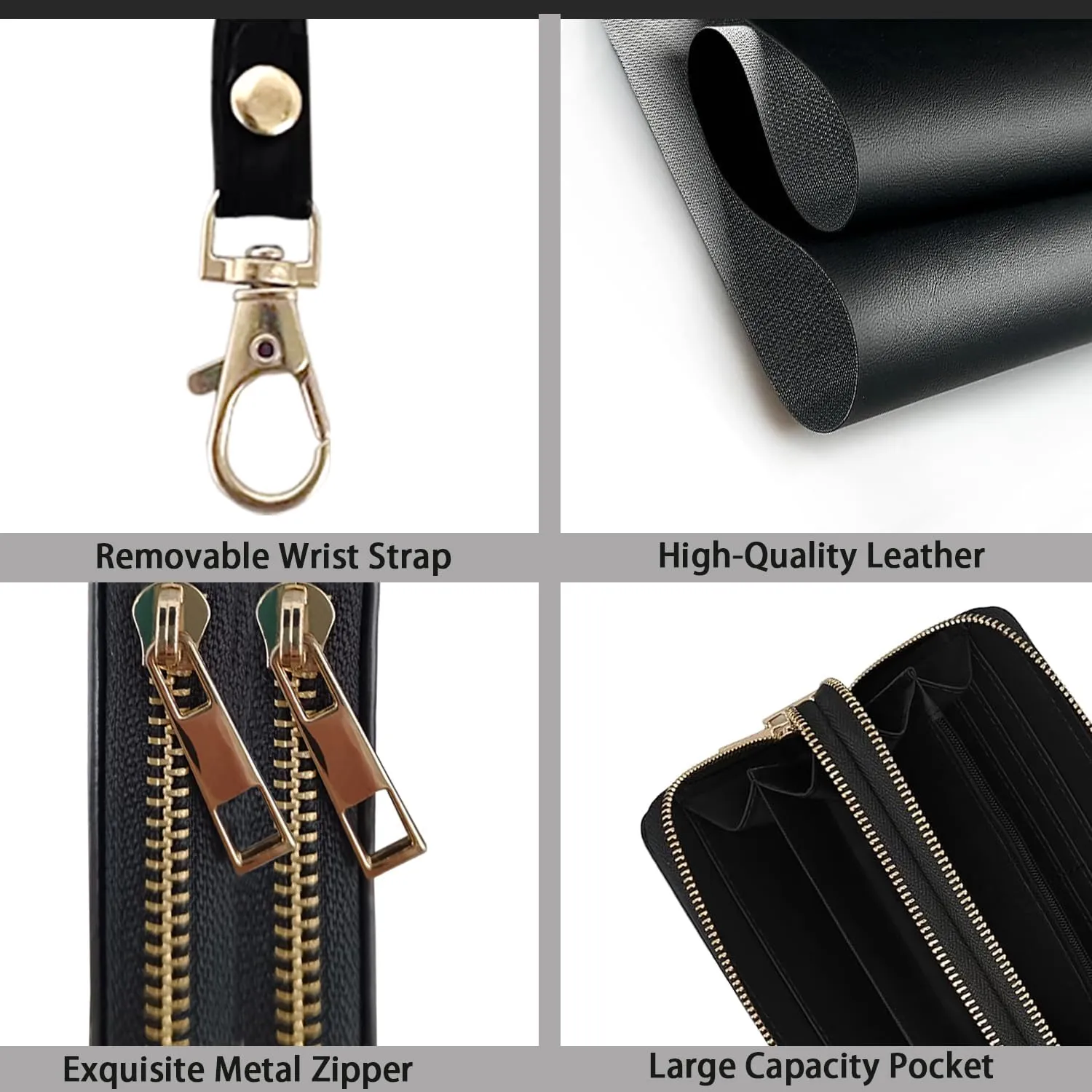 American Flag Cat Print Women Large Capacity Wallet PU Leather Double Zipper Clutch Purse for Smart Phone/Card/Coin/Cash