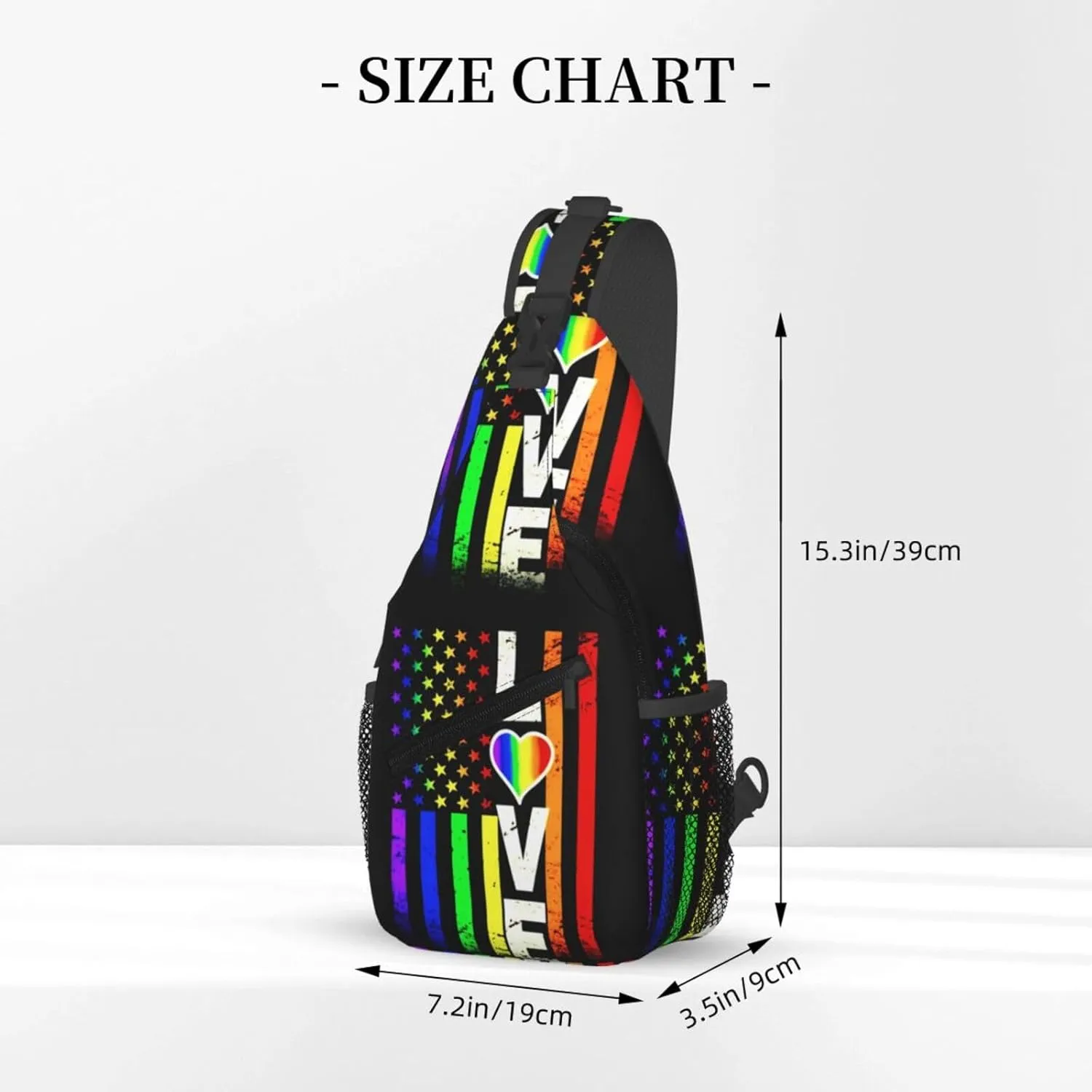 American Flag Lgbt Pride Rainbow Gay Love Chest Sling Bag Crossbody Shoulder Backpack Bag Gym Cycling Daypack Travel Hiking Cross Bag