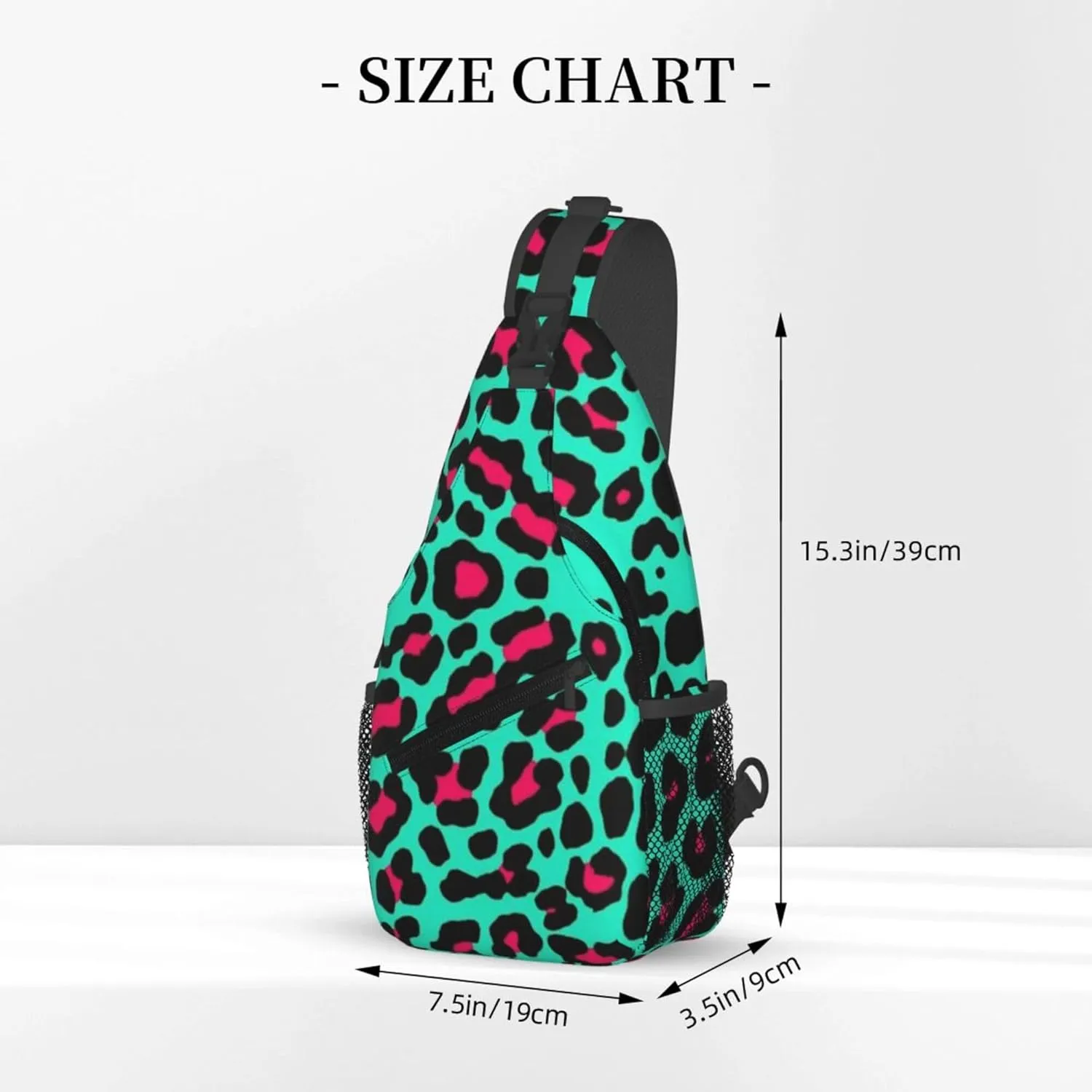 AMRANDOM Cheetah mint green Leopard Sling Bag for Men Women Small Crossbody Shoulder Chest Bag for Travel Work Sport
