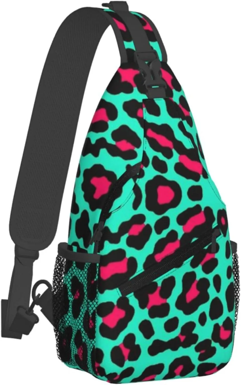 AMRANDOM Cheetah mint green Leopard Sling Bag for Men Women Small Crossbody Shoulder Chest Bag for Travel Work Sport