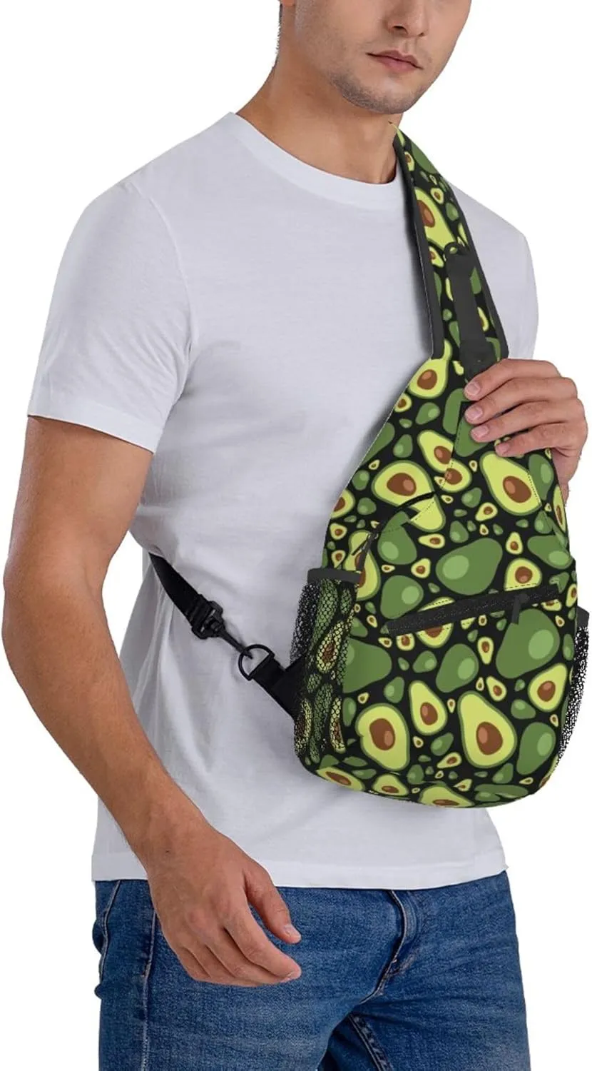 AMRANDOM Chest Daypack Crossbody Sling Bag Men Women Avocado Pattern Casual Shoulder Backpack