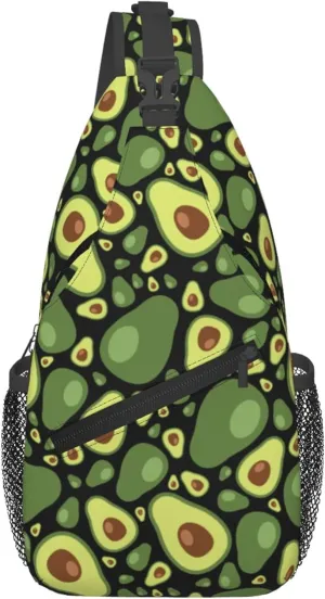 AMRANDOM Chest Daypack Crossbody Sling Bag Men Women Avocado Pattern Casual Shoulder Backpack