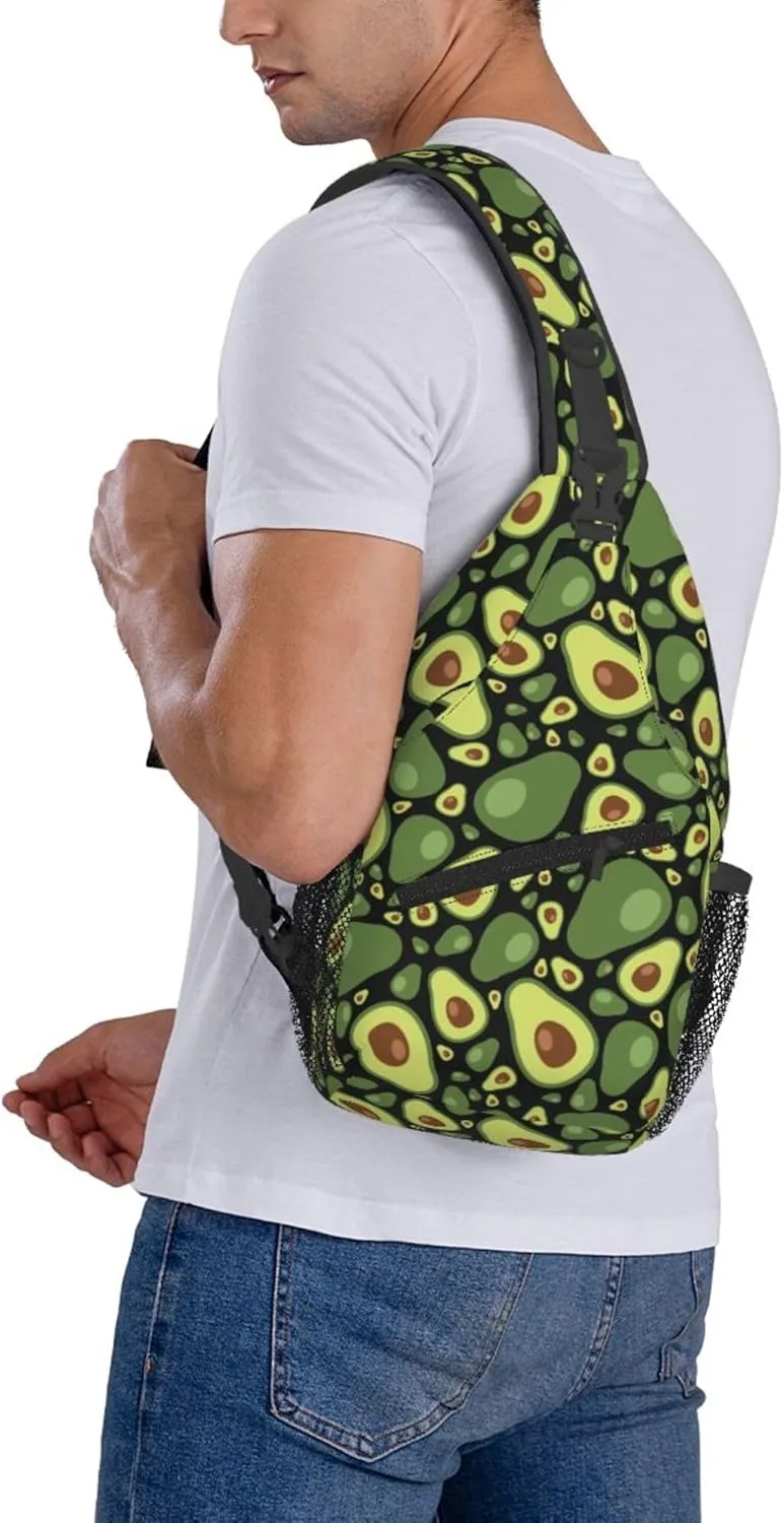 AMRANDOM Chest Daypack Crossbody Sling Bag Men Women Avocado Pattern Casual Shoulder Backpack