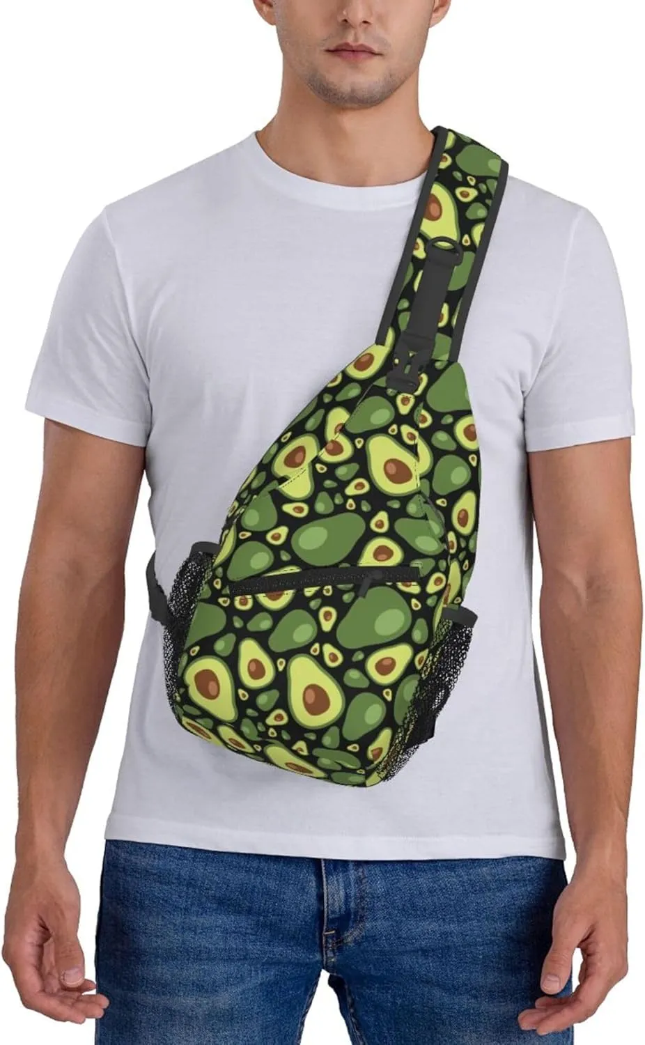 AMRANDOM Chest Daypack Crossbody Sling Bag Men Women Avocado Pattern Casual Shoulder Backpack