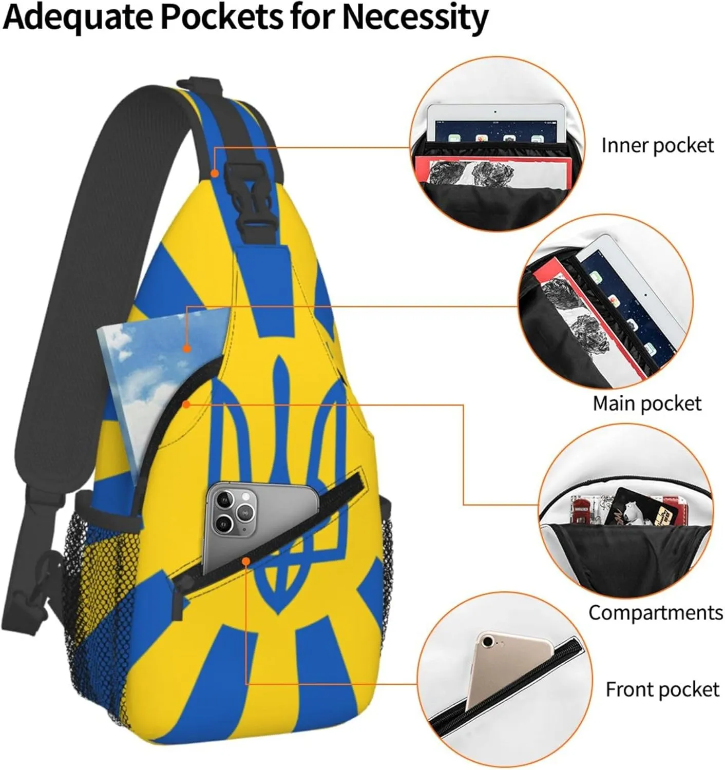 AMRANDOM Crossbody Sling Bag Shoulder Chest Bag for Women & Men (Ukraine National Flag)
