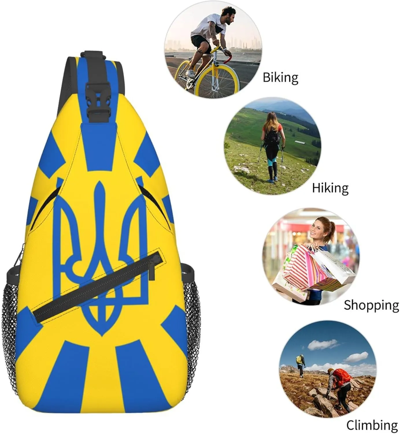 AMRANDOM Crossbody Sling Bag Shoulder Chest Bag for Women & Men (Ukraine National Flag)
