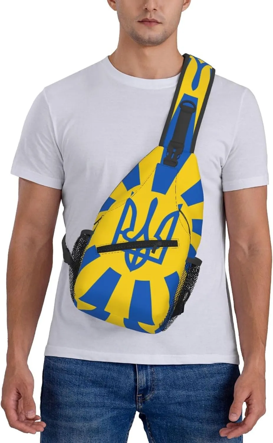 AMRANDOM Crossbody Sling Bag Shoulder Chest Bag for Women & Men (Ukraine National Flag)