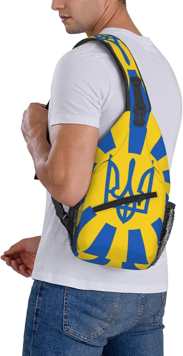 AMRANDOM Crossbody Sling Bag Shoulder Chest Bag for Women & Men (Ukraine National Flag)