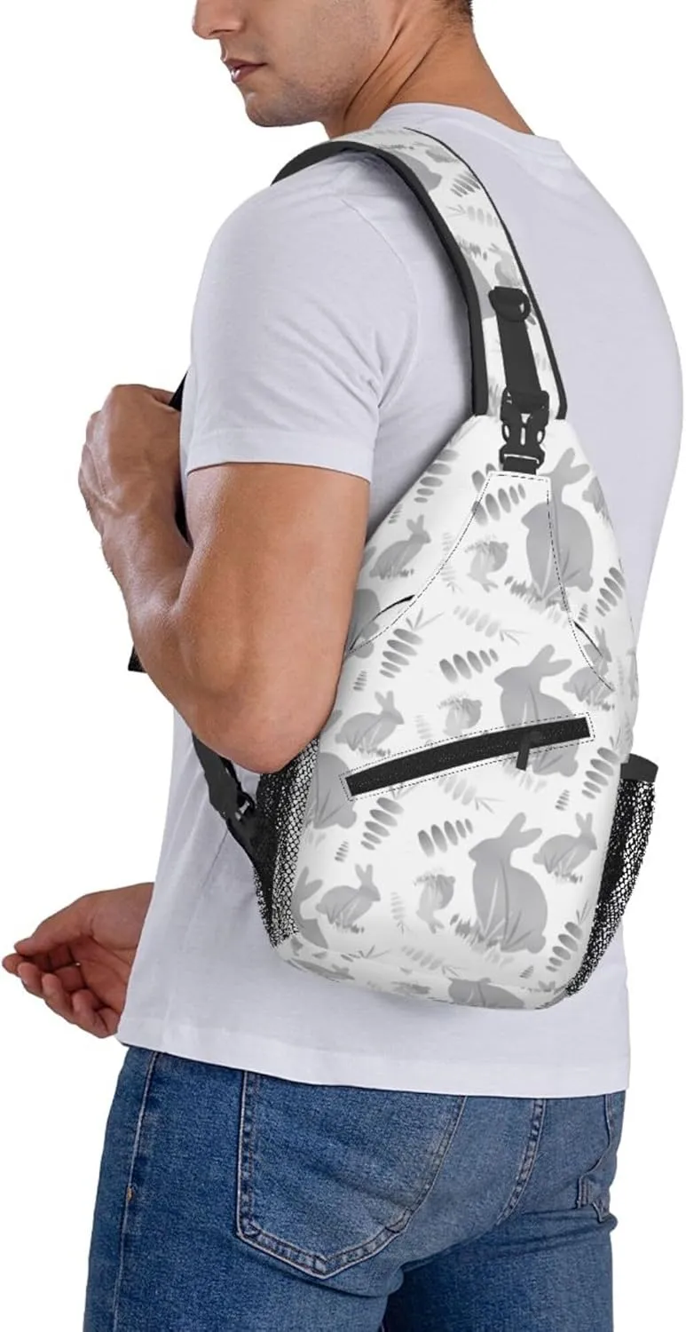 AMRANDOM Sling Backpack Multipurpose Easter Bunny Rabbit Animal Crossbody Shoulder Bag Travel Hiking Daypack