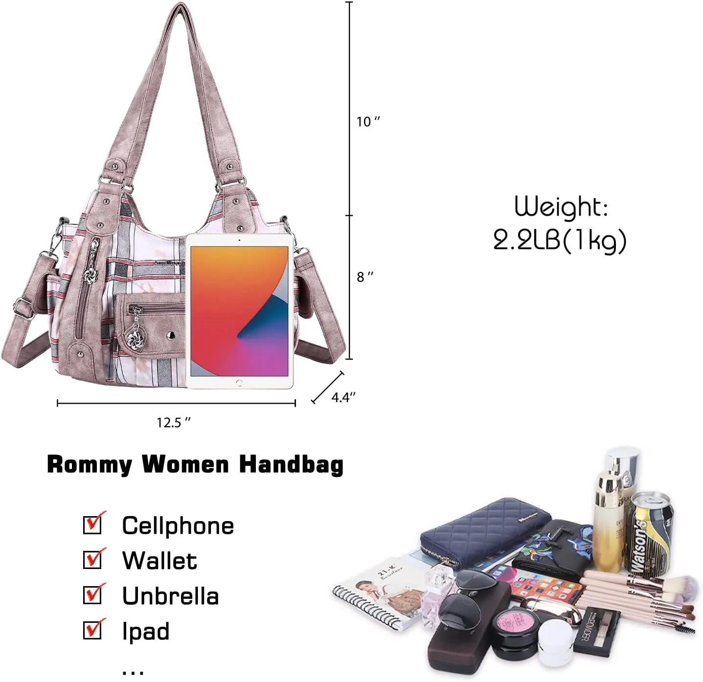 Angel Barcelo Womens Purses and Handbags PU Leather Shoulder Bag Fashion Hobo Bags for Girls