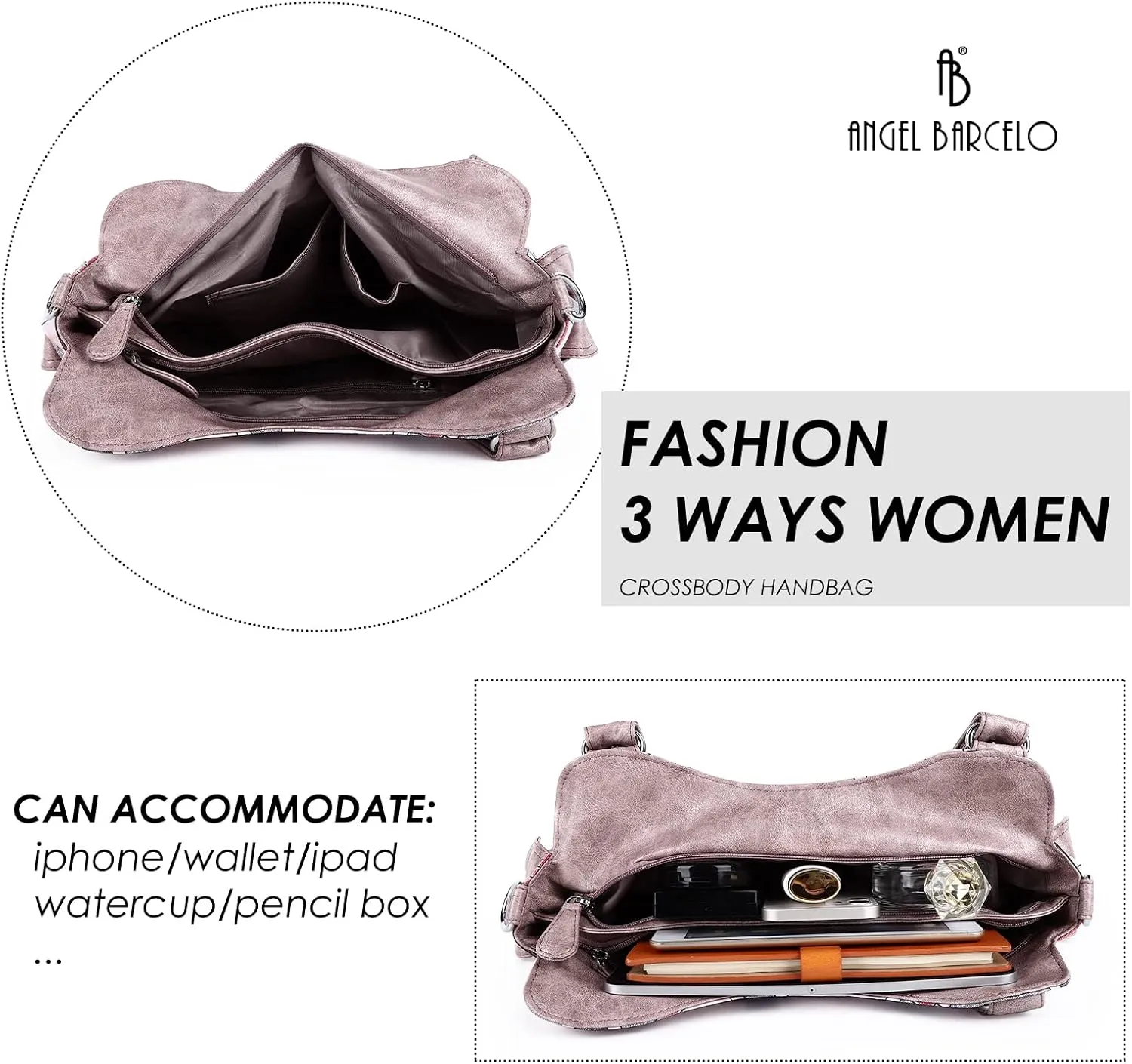 Angel Barcelo Womens Purses and Handbags PU Leather Shoulder Bag Fashion Hobo Bags for Girls