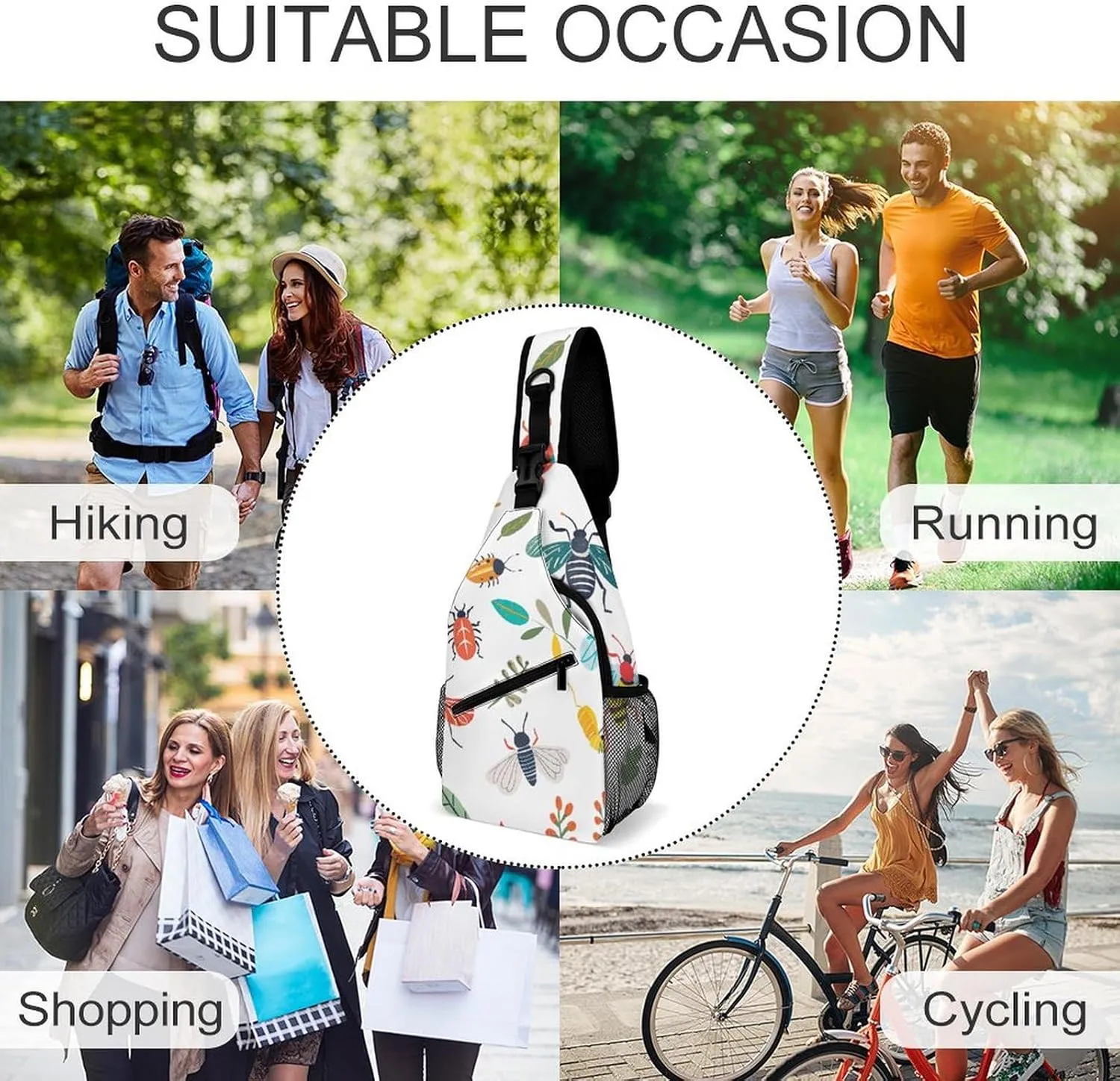 Animal Cute Brown Otters Crossbody Small Sling Backpack Sling Bag for Women Men Travel Hiking Chest Bag Daypack