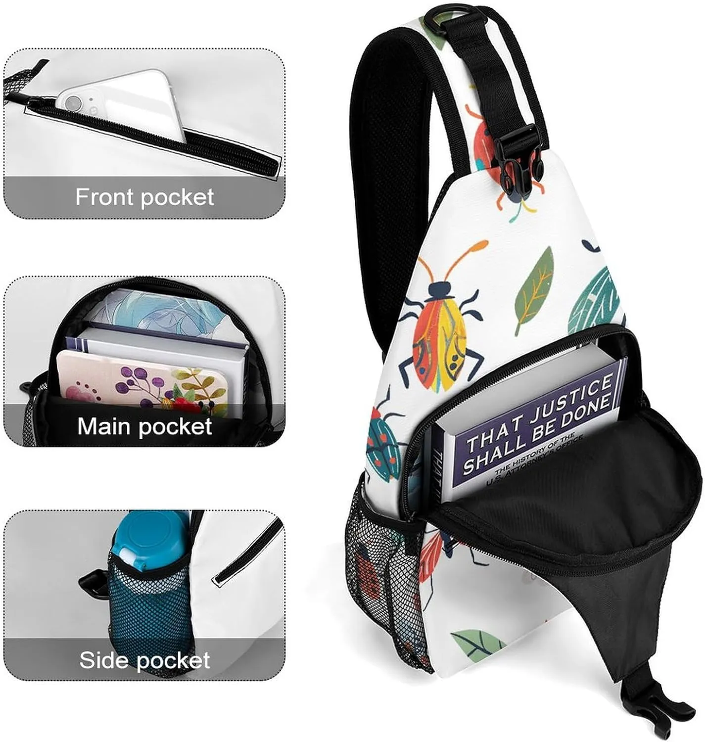 Animal Cute Brown Otters Crossbody Small Sling Backpack Sling Bag for Women Men Travel Hiking Chest Bag Daypack