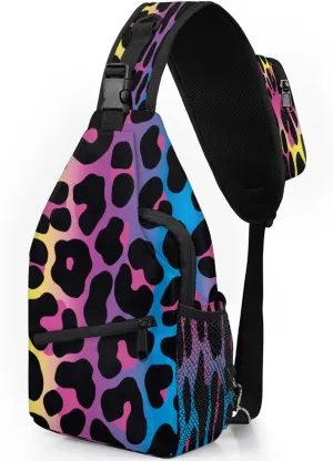 Animal Skin Colorful Sling Backpack for Women Men Waterproof Antitheft Chest Bag Lightweight Travel Crossbody Shoulder Bag for Shopping Outdoor Leisure Sports Mountaineering Riding