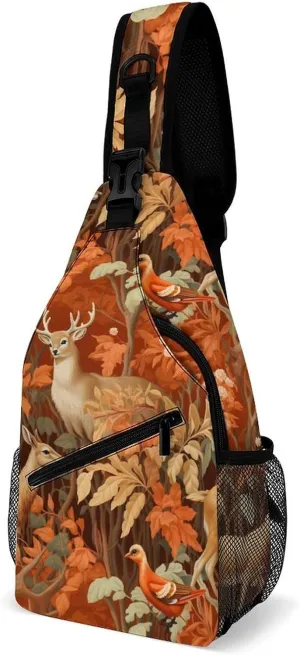 Animals Deer Sling Bags Travel Crossbody Shoulder Bag Small Chest Bag Hiking Backpack for Women Men