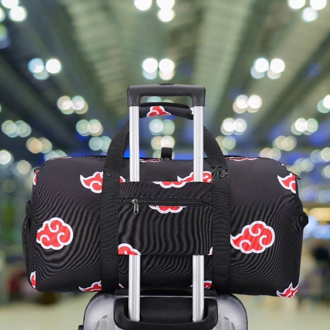 Anime Gym Bag for Women Men - Foldable Large Workout Travel Soccer Basketball Sports Tactical Camping Weekender Overnight Expandable Foldie Carry On Duffle Bag with Shoe Compartment, 55L (Akat)