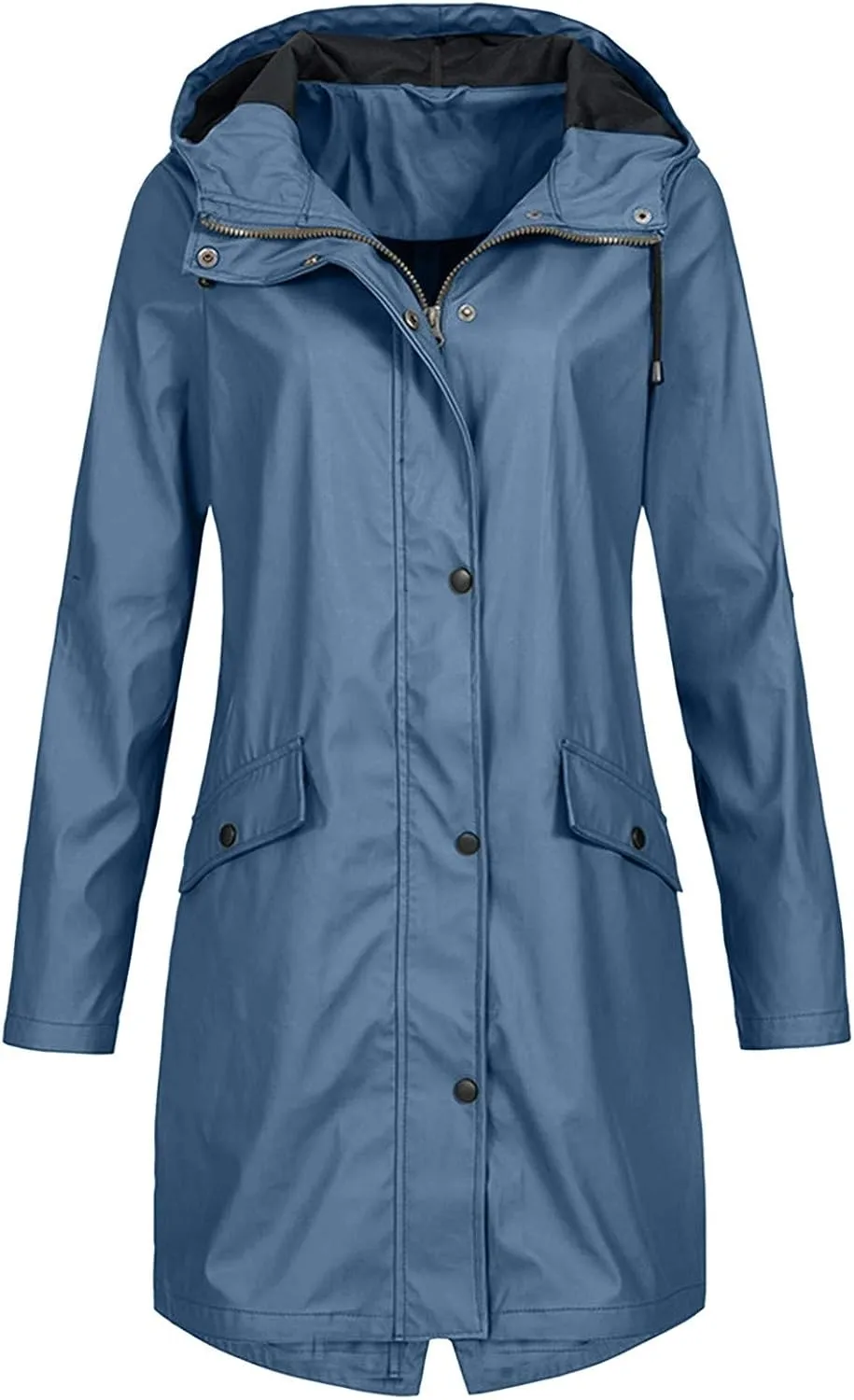 Aniywn Long Rain Jacket Women Lightweight Rain Coat Hooded Active Outdoor Jackets Zipper Waterproof Windbreaker Coat Women