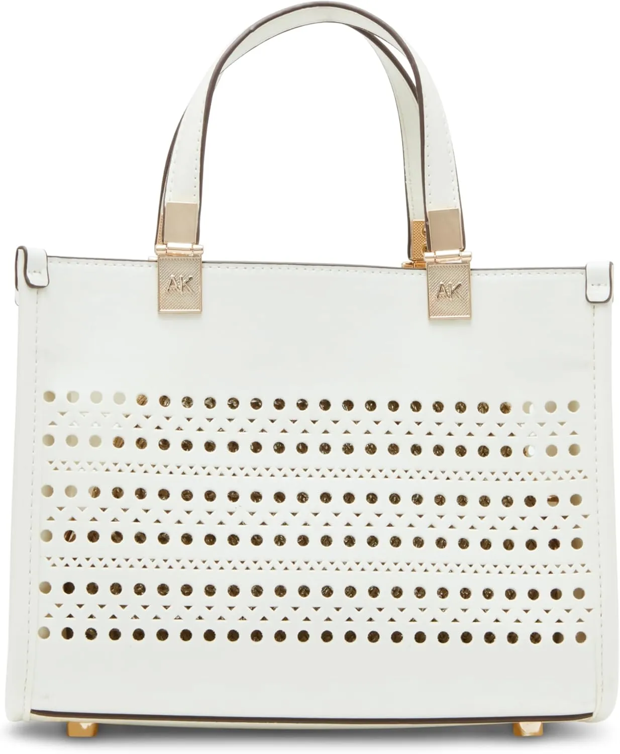 Anne Klein Perforated Mini Satchel with Convertible Straw Crossbody