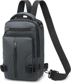 Anti Theft Crossbody Backpack, 9.7-Inch Pads Convertible Sling Bag Lightweight One Strap Casual Pack for Women Men Hiking Travel Cycling (Grey)
