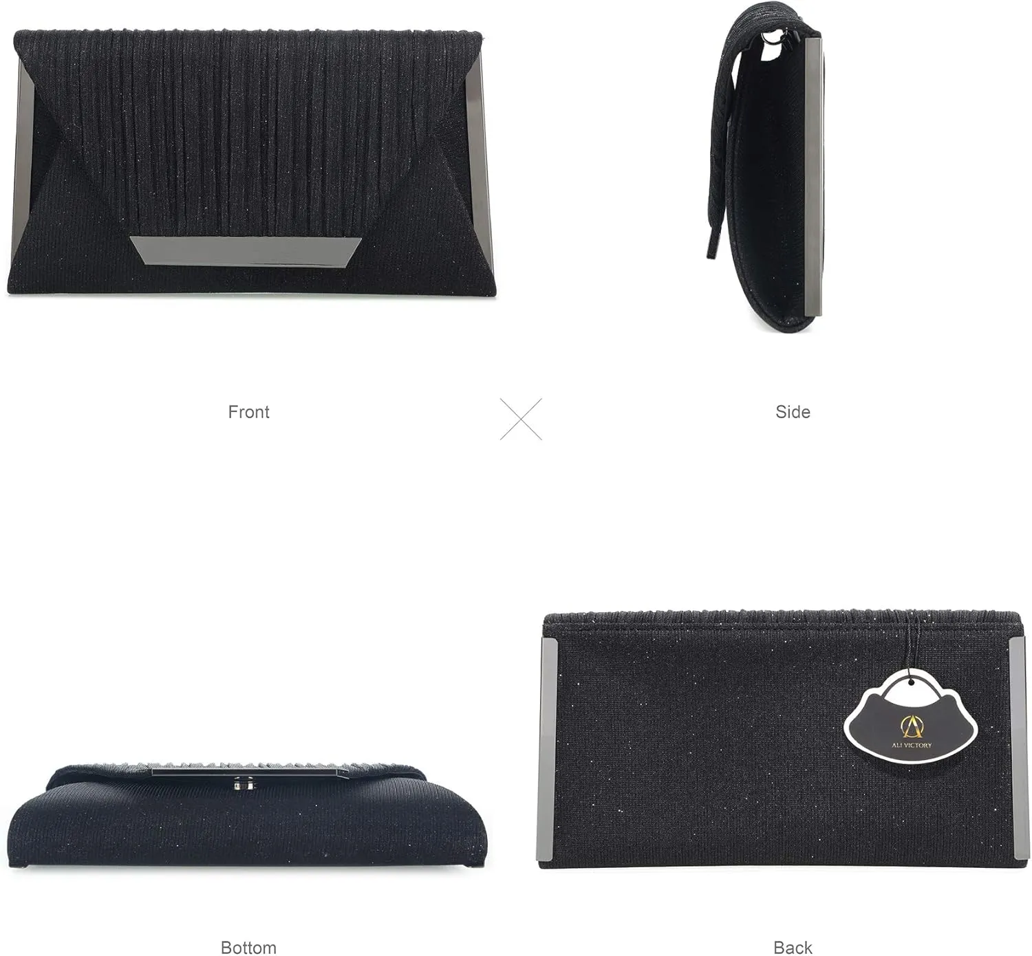 AO ALI VICTORY Glitter Clutch Purses for Women Evening Bags Clutches Flap Envelope Handbags Large Wedding Party Prom Purse