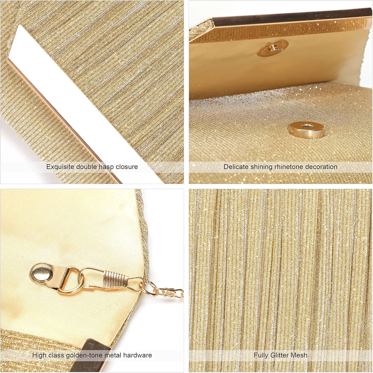 AO ALI VICTORY Glitter Clutch Purses for Women Evening Bags Clutches Flap Envelope Handbags Large Wedding Party Prom Purse