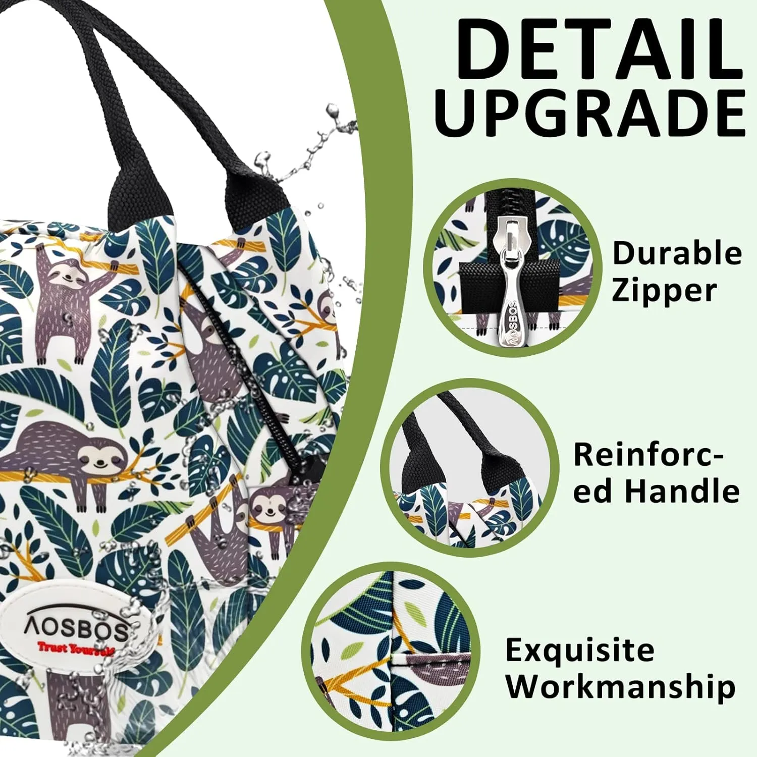 Aosbos Cute Lunch Box for Women Small Lunch Bags for Adult Insulated Lunch Totes Bag Reusable Lunchbox Cooler Bag Lunch Pail Bento Box Adult Mens Lunchbox for Work Meal Travel Bags Picnic Bags