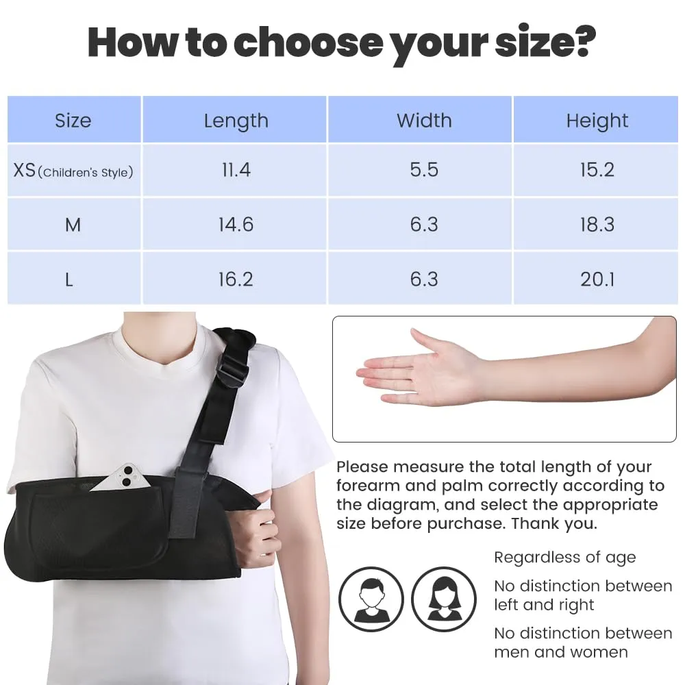 Arm Sling Shoulder Immobilizer. Wrist/Elbow Brace for Men Women Injury, Torn Rotator Cuff Surgery Recovery Slings, Right Left Mesh Hand Injuries Support Holder, Padded Mesh Broken Collarbone Fracture