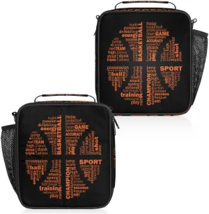 Art Drawing Basketball Insulated Lunch Box, Reusable Cooler Tote Lunch Bags for Men Women, Portable Leakproof Square Meal Bag for Work Travel Picnic Hiking Daytrip