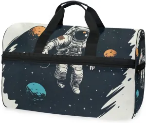Astronaut Cartoon 3 Travel Duffel Bag Luggage Sports Gym Bags With Shoes Compartment Large Capacity Lightweight Duffle Bag For Men Women