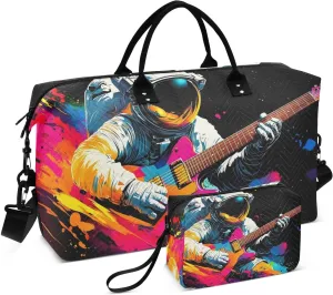 Astronaut Colors Guitar Large Travel Duffel Bag, Sports Tote Gym Bags, Shoulder Weekender Overnight Bags for Women Men