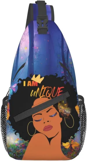 ASYG African American Womens Sling Bag African Women Crossbody Chest Daypack Casual Backpack Womens Shoulder Bag
