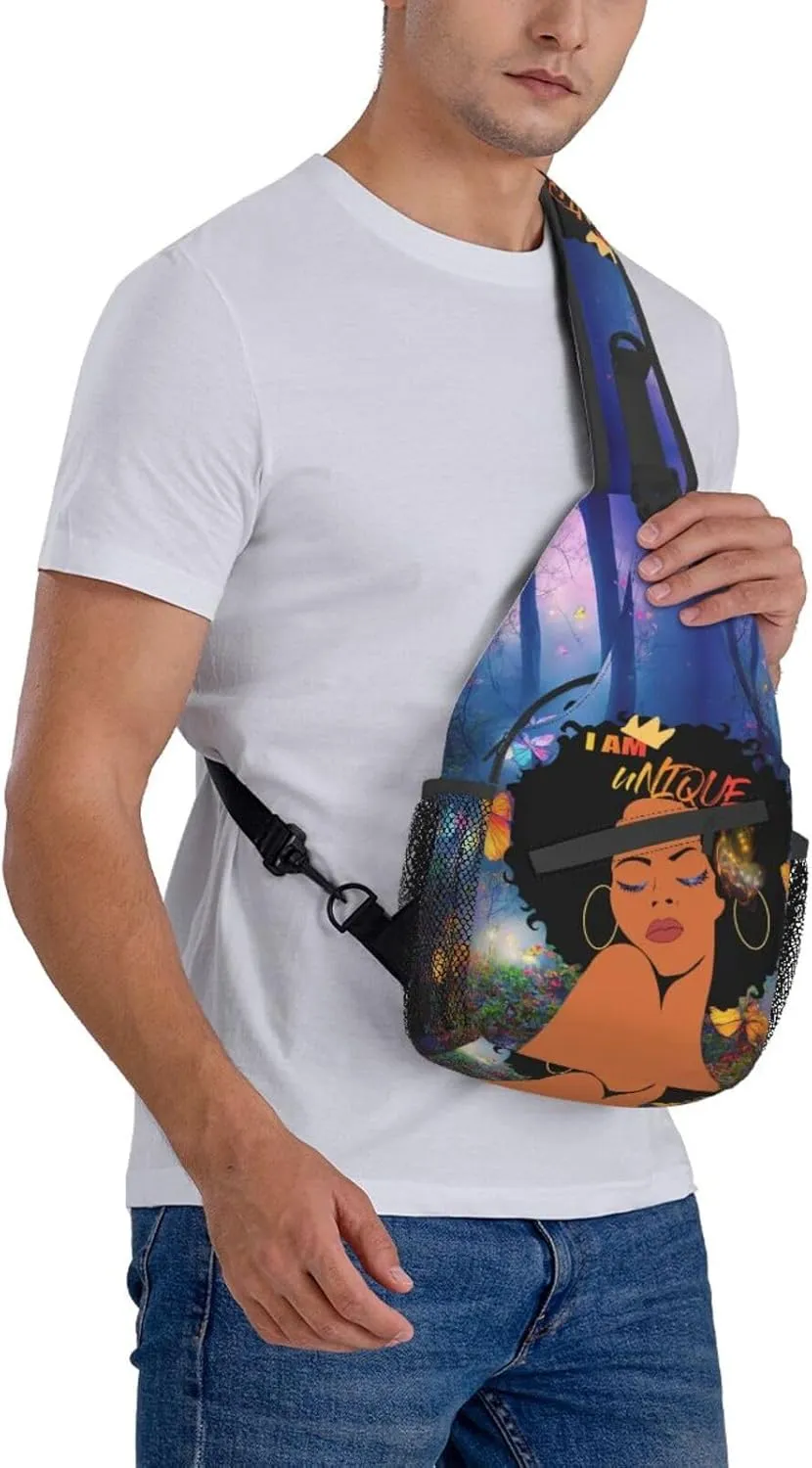 ASYG African American Womens Sling Bag African Women Crossbody Chest Daypack Casual Backpack Womens Shoulder Bag