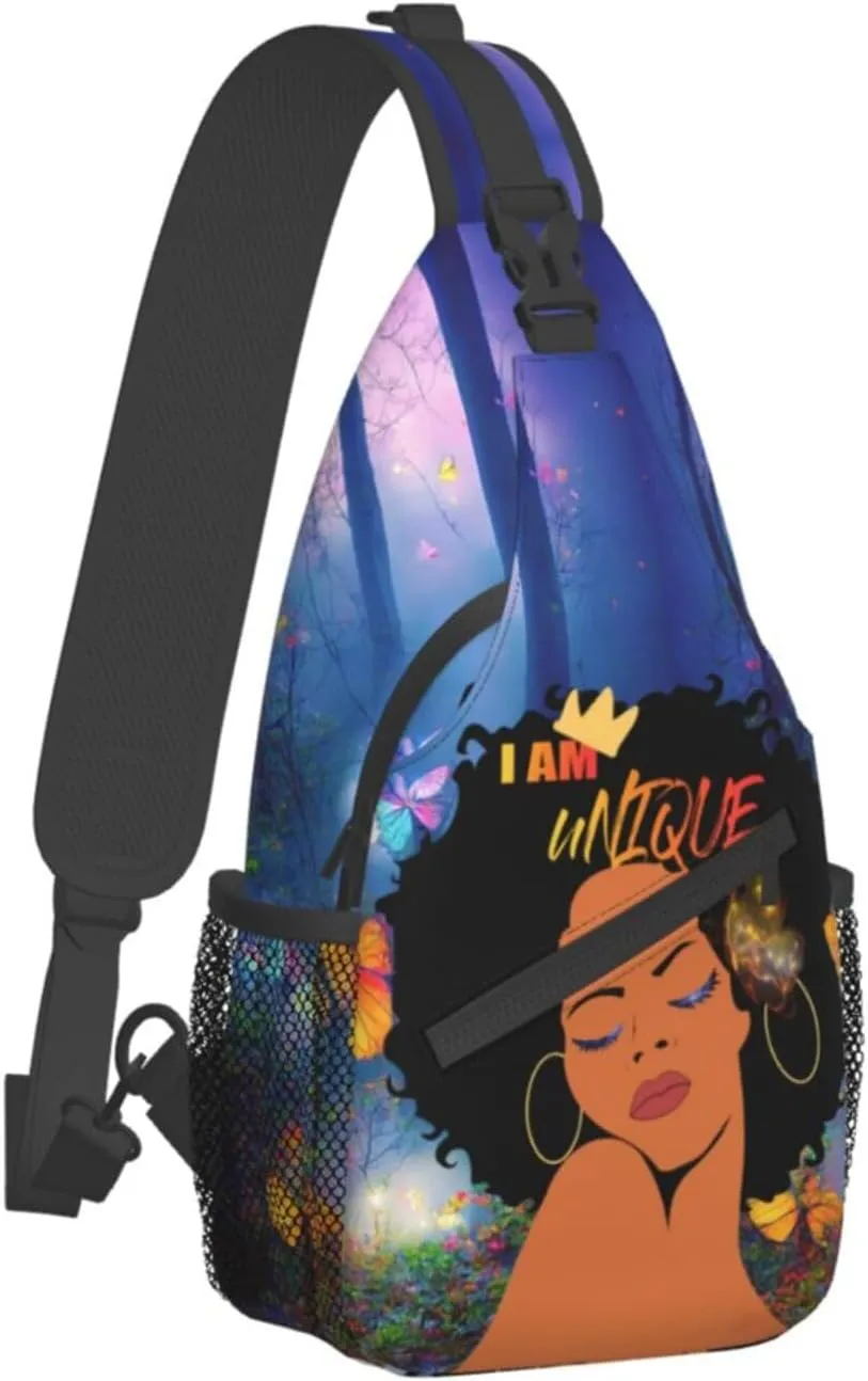 ASYG African American Womens Sling Bag African Women Crossbody Chest Daypack Casual Backpack Womens Shoulder Bag