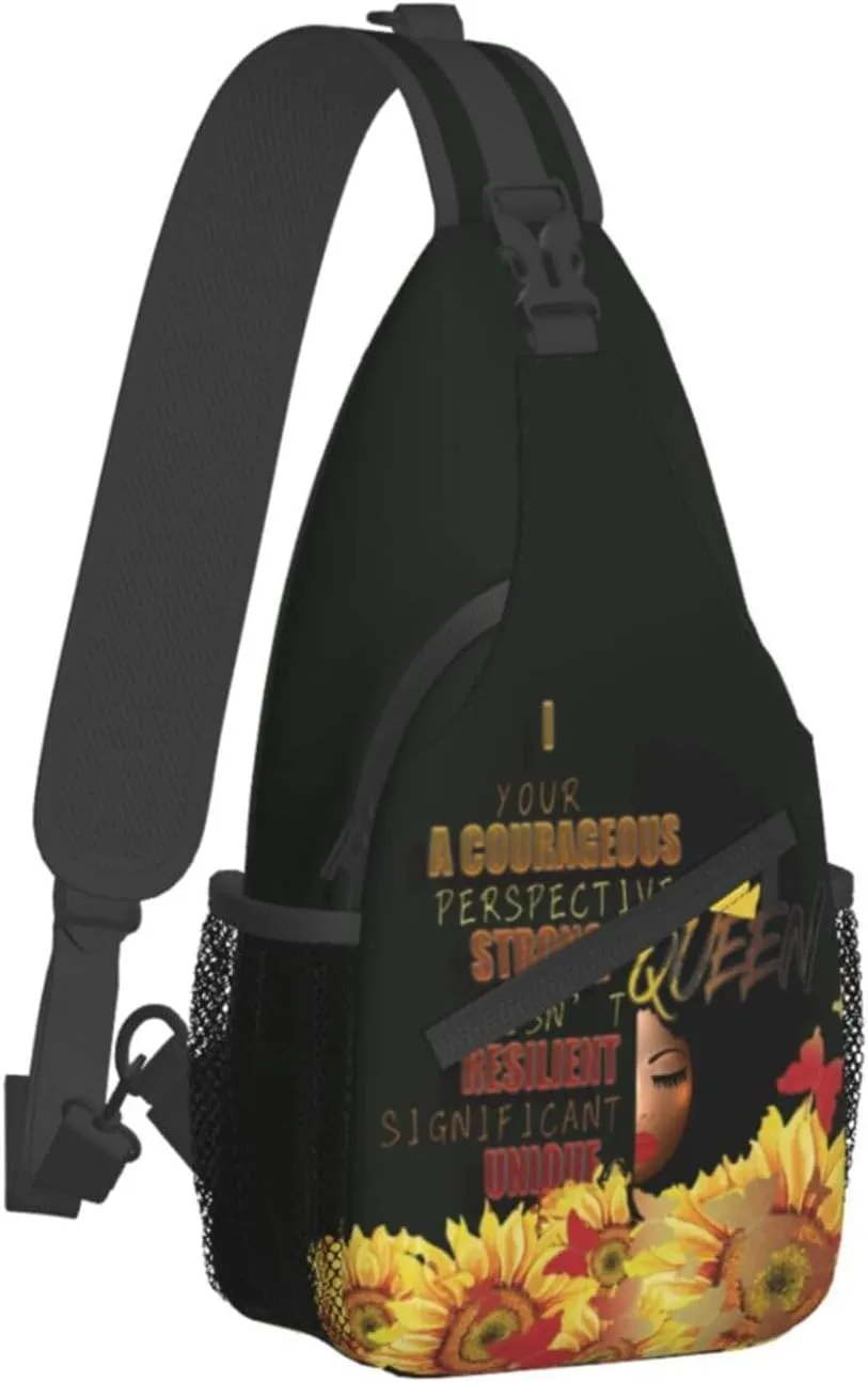 ASYG African American Womens Sling Bag African Women Crossbody Chest Daypack Casual Backpack Womens Shoulder Bag