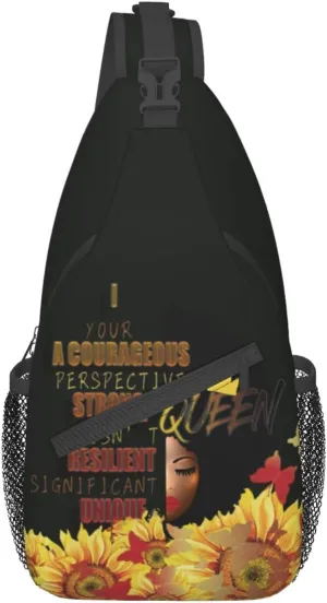 ASYG African American Womens Sling Bag African Women Crossbody Chest Daypack Casual Backpack Womens Shoulder Bag