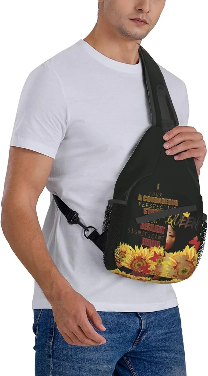 ASYG African American Womens Sling Bag African Women Crossbody Chest Daypack Casual Backpack Womens Shoulder Bag