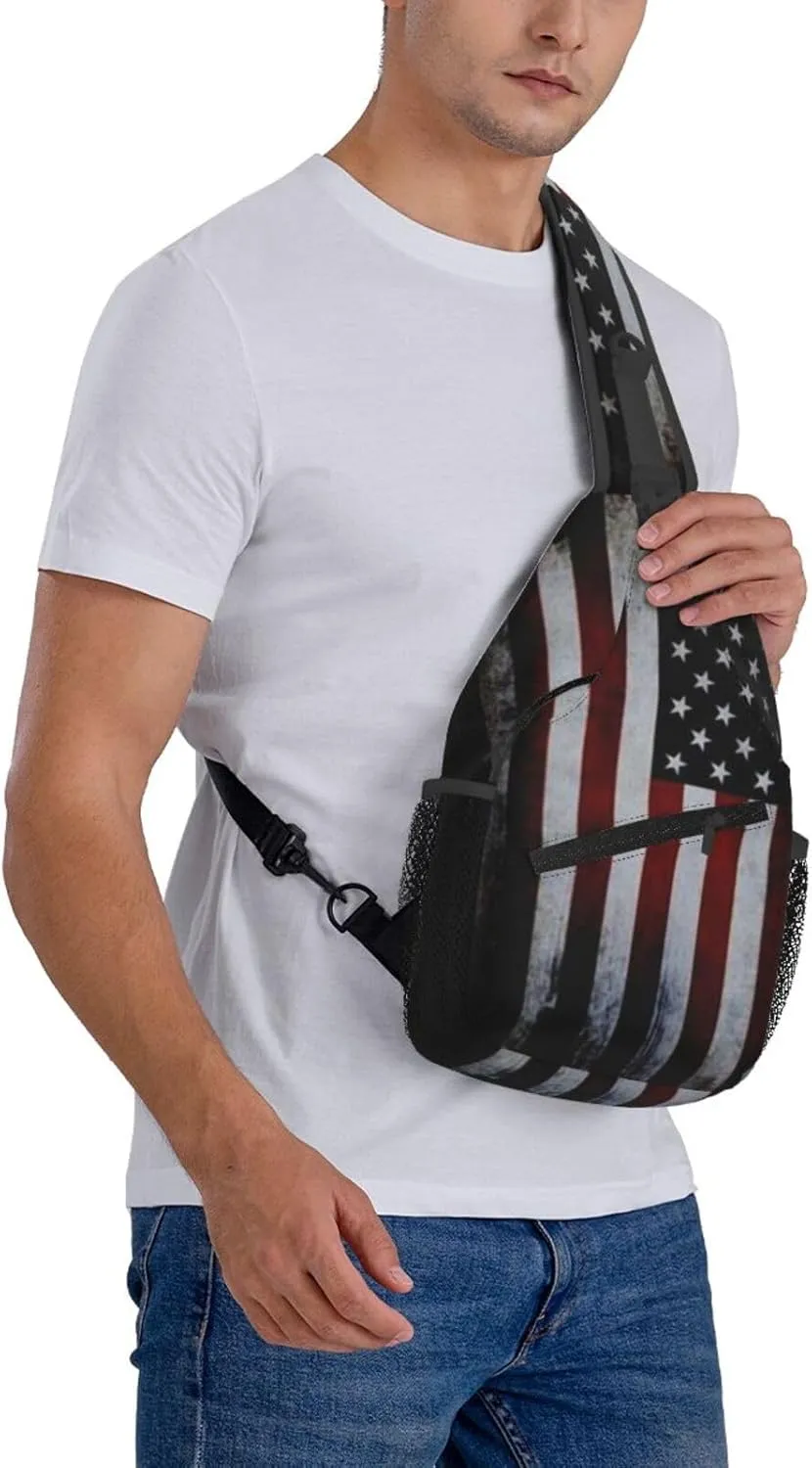ASYG American Sling Bag American Crossbody Chest Daypack Casual Backpack Bag for America Flag Shoulder Bag