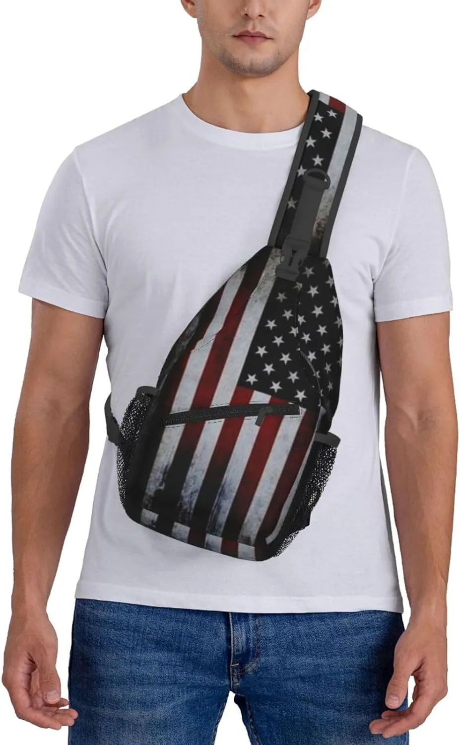 ASYG American Sling Bag American Crossbody Chest Daypack Casual Backpack Bag for America Flag Shoulder Bag
