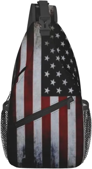 ASYG American Sling Bag American Crossbody Chest Daypack Casual Backpack Bag for America Flag Shoulder Bag