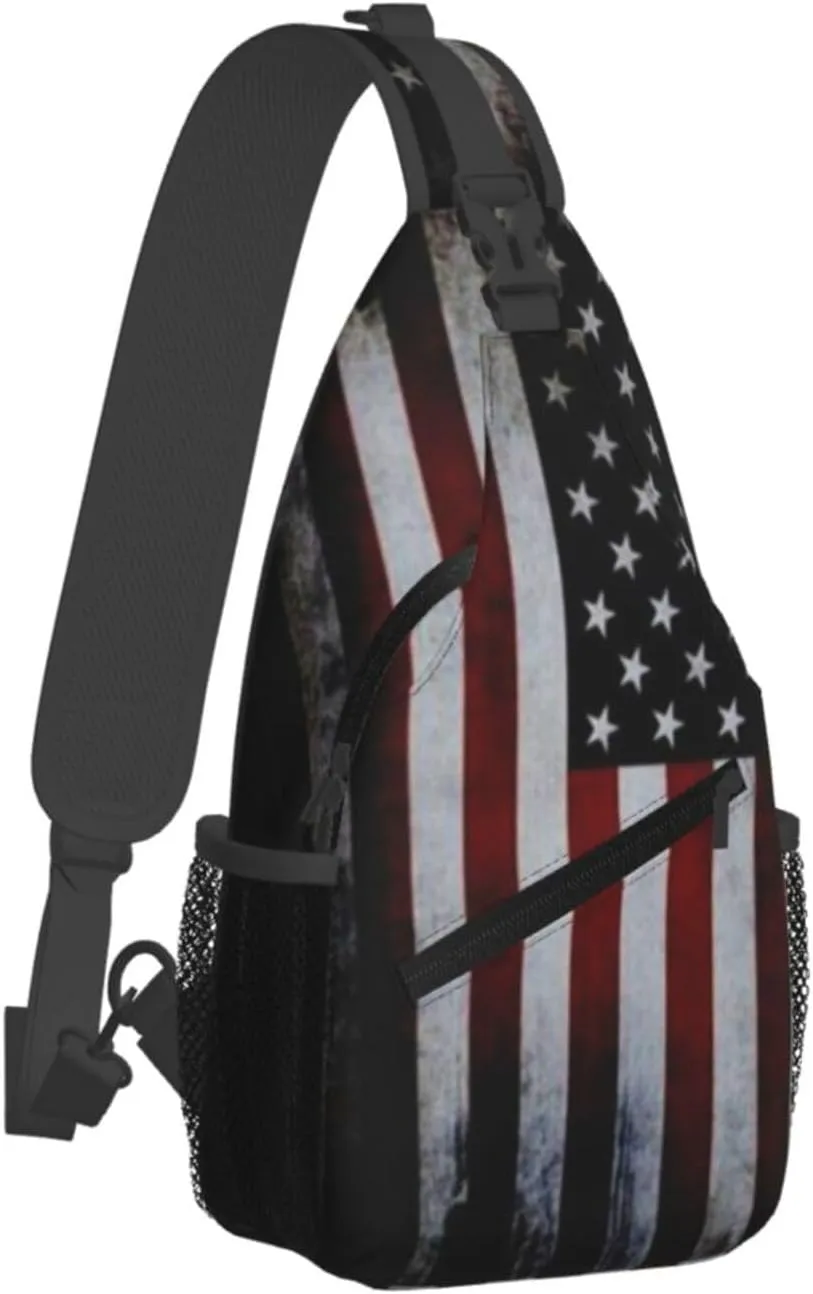 ASYG American Sling Bag American Crossbody Chest Daypack Casual Backpack Bag for America Flag Shoulder Bag